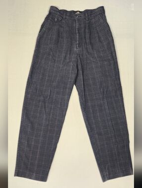 Lee Vtg 90s 100% Cotton Charcoal Plaid Pleated Trouser 8M Fits 26" Heritage Pink
